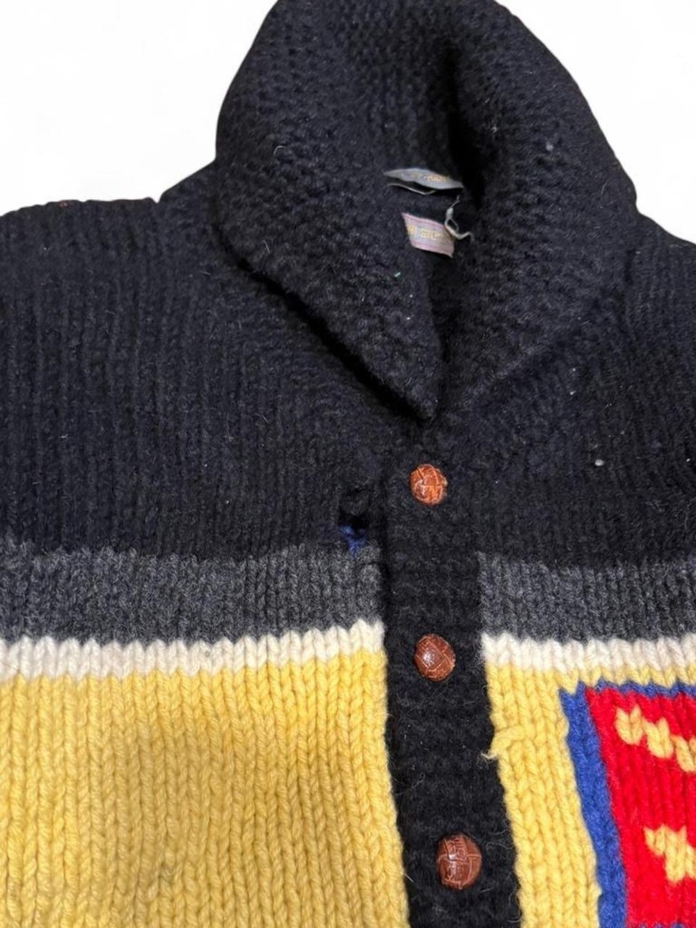 Vintage 90s Cowichan Hand Knit Wool Sweater - Picture 3 of 5